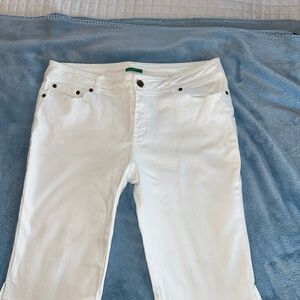 Lilly Pulitzer White Bermuda Palm Beach Fit Jean Shorts Sz 12-EUC